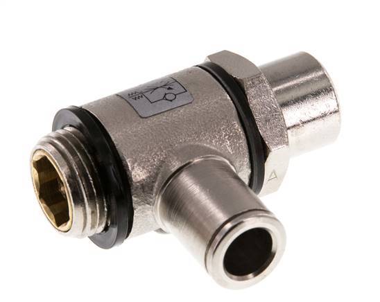 Durchflussregelventil Meter-In-Winkelstück 8 mm - G3/8'' Messing Schlitzschraube Banjo
