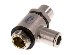 Flow Control Valve Meter-In Elbow 8 mm - G3/8'' Brass Slotted Screw Banjo