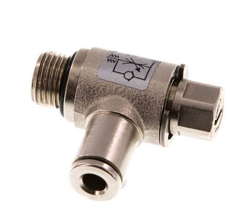 Durchflussregelventil Abgangswinkel 4 mm - G1/8'' Messing Schlitzschraube