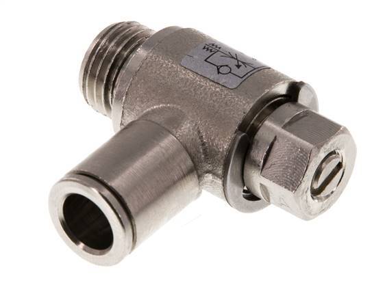 Flow Control Valve Meter-In Elbow 8 mm - G1/4'' Brass Slotted Screw