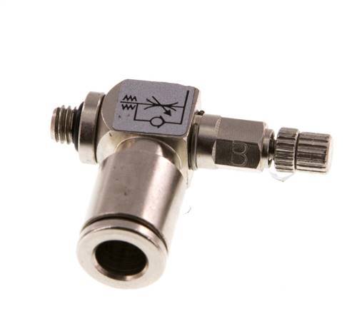 Durchflussregelventil Abgangswinkel 6 mm - M5 Rändelschraube aus Messing
