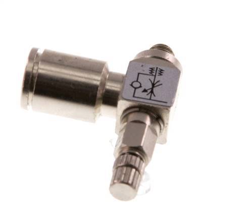 Flow Control Valve Meter-Out Elbow 6 mm - M5 Brass Knurled Screw