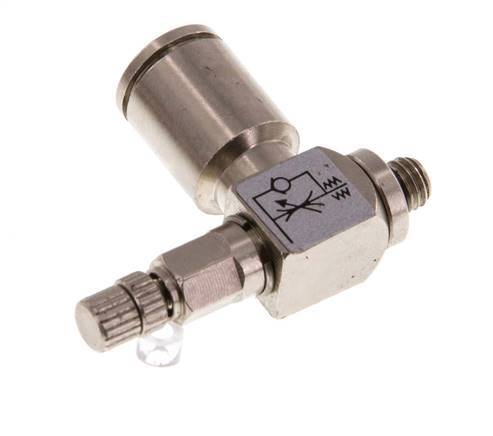 Durchflussregelventil Abgangswinkel 6 mm - M5 Rändelschraube aus Messing