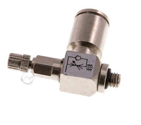 Durchflussregelventil Abgangswinkel 6 mm - M5 Rändelschraube aus Messing