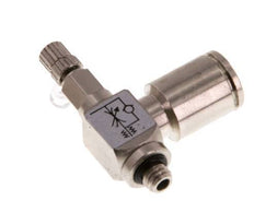 Durchflussregelventil Abgangswinkel 6 mm - M5 Rändelschraube aus Messing