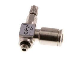 Durchflussregelventil Abgangswinkel 6 mm - M5 Rändelschraube aus Messing