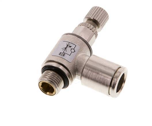 Durchflussregelventil Abgangswinkel 8 mm - G1/8'' Rändelschraube aus Messing