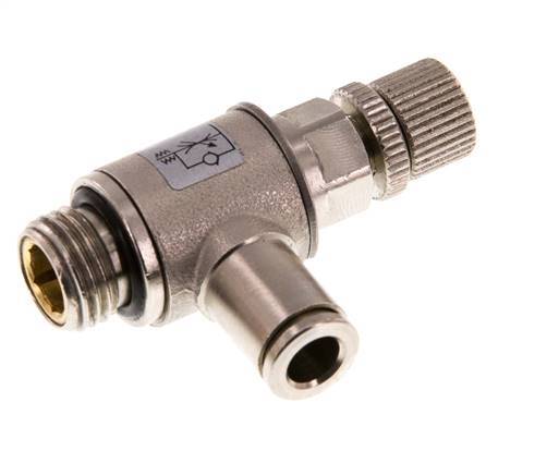 Durchflussregelventil Abgangswinkel 6 mm - G1/4'' Rändelschraube aus Messing