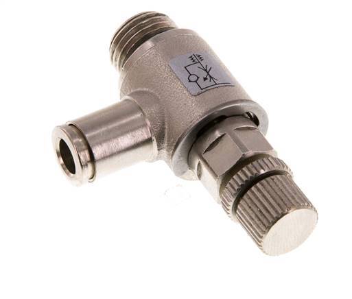 Durchflussregelventil Abgangswinkel 6 mm - G1/4'' Rändelschraube aus Messing