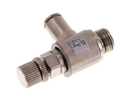 Durchflussregelventil Abgangswinkel 6 mm - G1/4'' Rändelschraube aus Messing