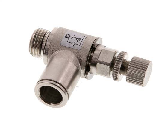 Durchflussregelventil Abgangswinkel 10 mm - G1/4'' Rändelschraube aus Messing
