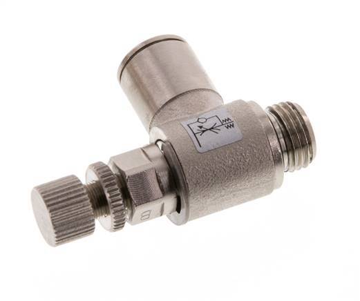 Durchflussregelventil Abgangswinkel 10 mm - G1/4'' Rändelschraube aus Messing
