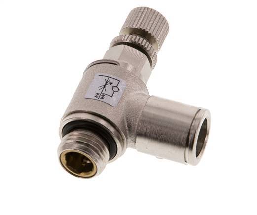 Durchflussregelventil Abgangswinkel 10 mm - G1/4'' Rändelschraube aus Messing