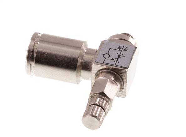 Flow Control Valve Meter-In Elbow 6 mm - M5 Brass Knurled Screw