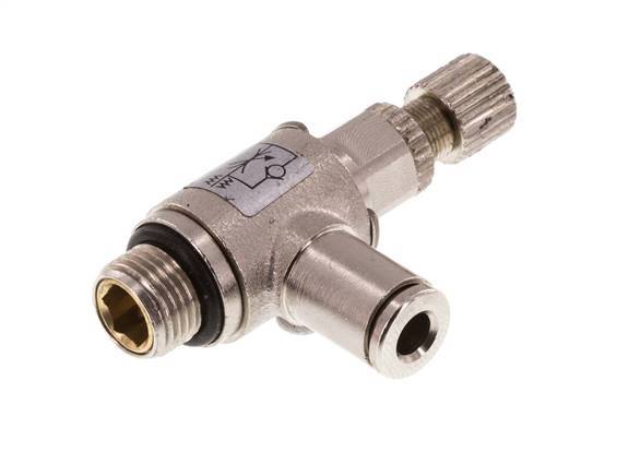 Flow Control Valve Meter-In Elbow 4 mm - G1/8'' Brass Knurled Screw