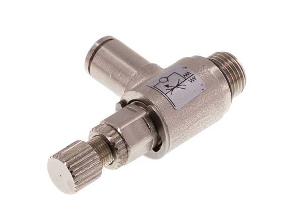 Durchflussregelventil Meter-In-Winkelstück 4 mm - G1/8'' Rändelschraube aus Messing