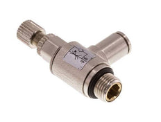 Durchflussregelventil Meter-In-Winkelstück 4 mm - G1/8'' Rändelschraube aus Messing