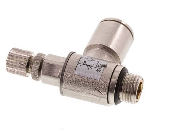 Durchflussregelventil Meter-In-Winkelstück 8 mm - G1/8'' Rändelschraube aus Messing