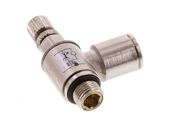 Durchflussregelventil Meter-In-Winkelstück 8 mm - G1/8'' Rändelschraube aus Messing