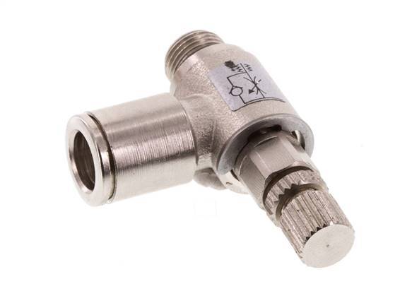 Durchflussregelventil Meter-In-Winkelstück 8 mm - G1/8'' Rändelschraube aus Messing