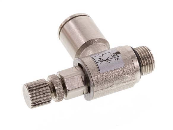 Durchflussregelventil Meter-In-Winkelstück 8 mm - G1/8'' Rändelschraube aus Messing