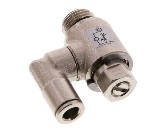 Durchflussregelventil Meter-Out drehbar 6 mm - G1/4'' Messing Schlitzschraube