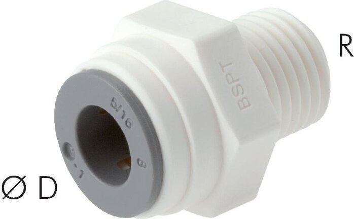 1/4'' x R3/8'' Push-in Fitting with Male Threads POM EPDM [10 Pieces]