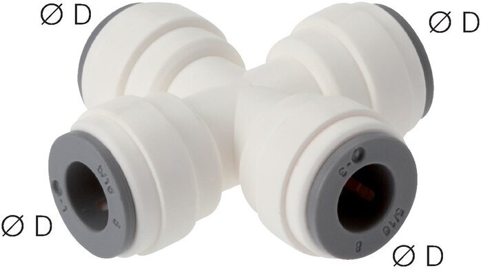 10mm Cross Push-in Fitting POM EPDM FDA [2 Pieces]