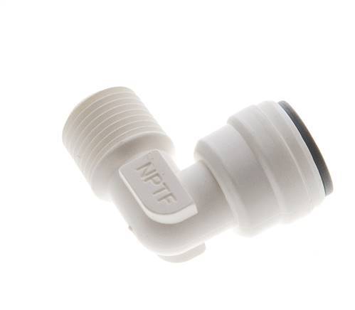 3/16'' x 1/8'' NPT 90deg Elbow Push-in Fitting with Male Threads POM EPDM [10 Pieces]