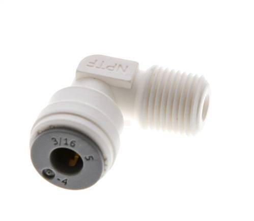 3/16'' x 1/8'' NPT 90deg Elbow Push-in Fitting with Male Threads POM EPDM [10 Pieces]