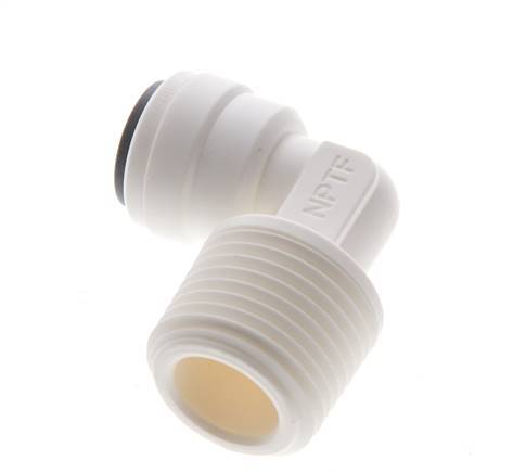 1/4'' x 3/8'' NPT 90deg Elbow Push-in Fitting with Male Threads POM EPDM [10 Pieces]
