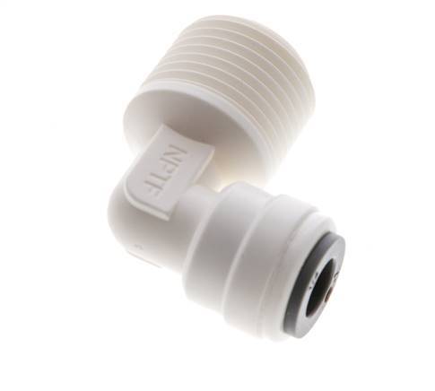 1/4'' x 3/8'' NPT 90deg Elbow Push-in Fitting with Male Threads POM EPDM [10 Pieces]