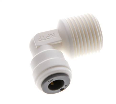 1/4'' x 3/8'' NPT 90deg Elbow Push-in Fitting with Male Threads POM EPDM [10 Pieces]