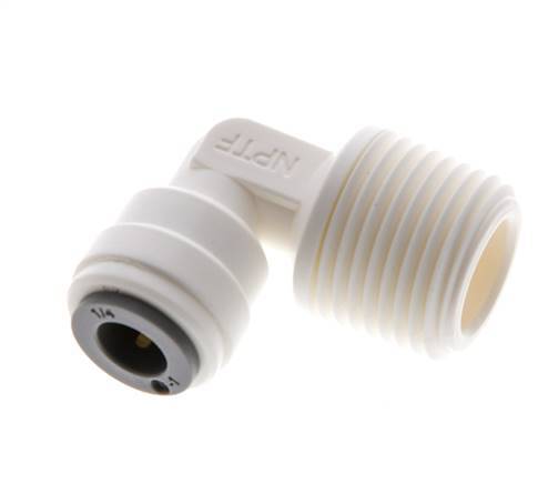1/4'' x 3/8'' NPT 90deg Elbow Push-in Fitting with Male Threads POM EPDM [10 Pieces]