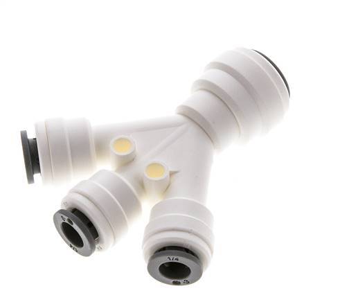 1/4'' x 3/8'' Doppel-Y-Steckverschraubung POM EPDM 3 Ausgänge [2 Stück]