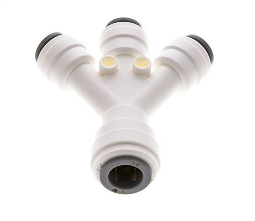 1/4'' x 3/8'' Doppel-Y-Steckverschraubung POM EPDM 3 Ausgänge [2 Stück]