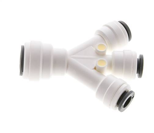 1/4'' x 3/8'' Doppel-Y-Steckverschraubung POM EPDM 3 Ausgänge [2 Stück]