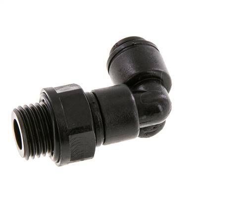4mm x G1/4'' 90deg Elbow Push-in Fitting with Male Threads POM NBR Rotatable [2 Pieces]