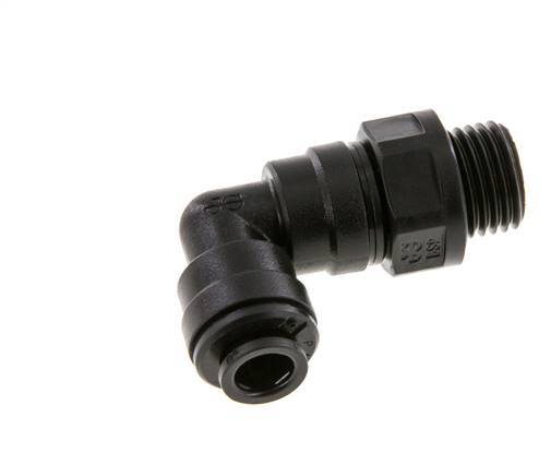 6mm x G1/4'' 90deg Winkel-Steckverschraubung mit Außengewinde POM NBR drehbar [2 Stück]