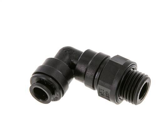 6mm x G1/4'' 90deg Winkel-Steckverschraubung mit Außengewinde POM NBR drehbar [2 Stück]