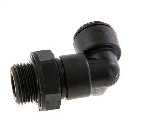 8mm x G3/8'' 90deg Winkel-Steckverschraubung mit Außengewinde POM NBR drehbar [2 Stück]