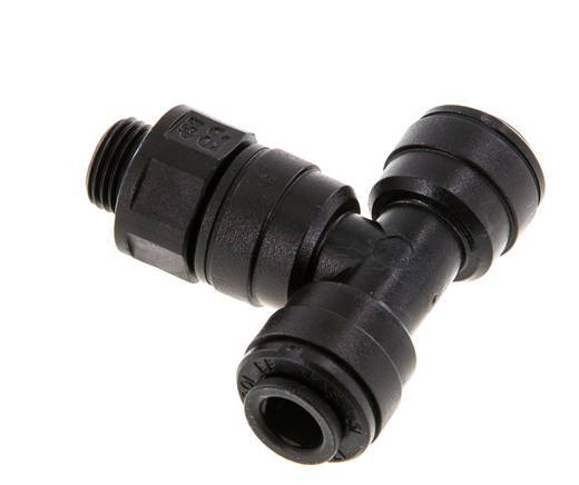 6mm x G1/8'' Inline T-Stück Steckverschraubung mit Außengewinde POM NBR FDA drehbar [2 Stück]