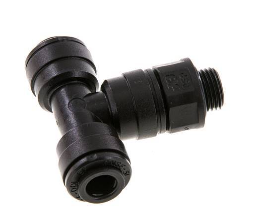 6mm x G1/8'' Inline T-Stück Steckverschraubung mit Außengewinde POM NBR FDA drehbar [2 Stück]