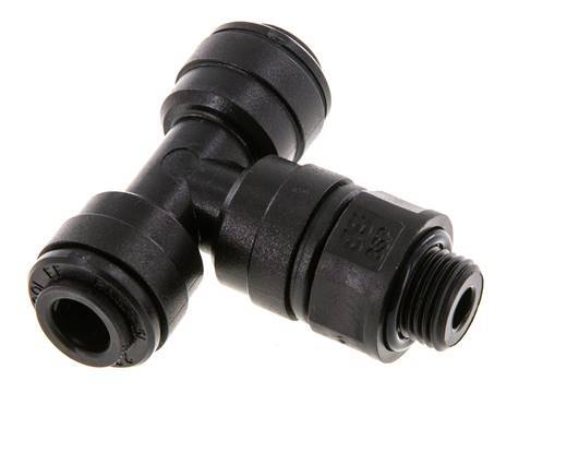 6mm x G1/8'' Inline T-Stück Steckverschraubung mit Außengewinde POM NBR FDA drehbar [2 Stück]