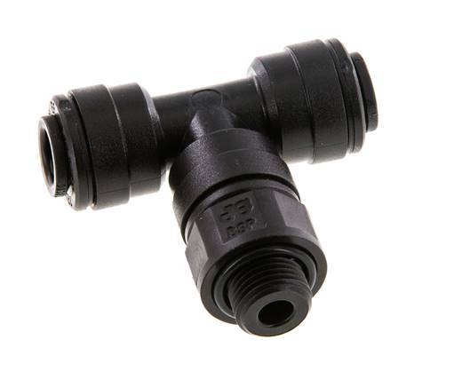 6mm x G1/8'' Inline T-Stück Steckverschraubung mit Außengewinde POM NBR FDA drehbar [2 Stück]