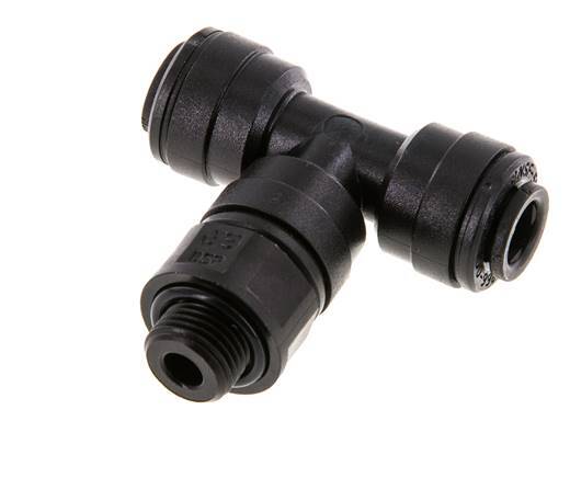 6mm x G1/8'' Inline T-Stück Steckverschraubung mit Außengewinde POM NBR FDA drehbar [2 Stück]