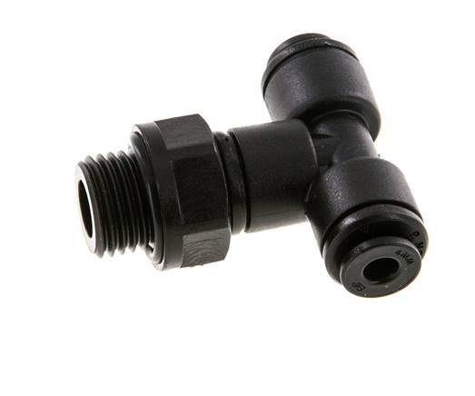 4mm x G1/4'' Inline T-Stück Steckverschraubung mit Außengewinde Messing NBR drehbar