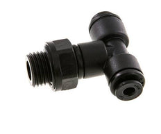 4mm x G1/4'' Inline T-Stück Steckverschraubung mit Außengewinde Messing NBR drehbar