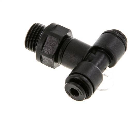4mm x G1/4'' Inline T-Stück Steckverschraubung mit Außengewinde Messing NBR drehbar