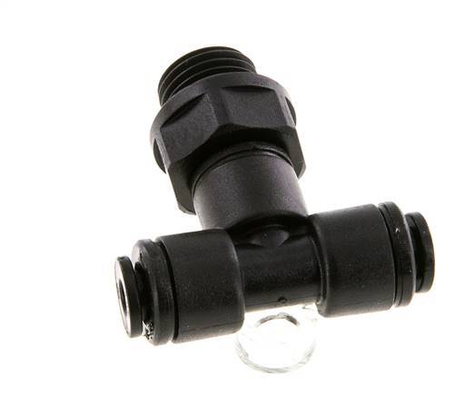 4mm x G1/4'' Inline T-Stück Steckverschraubung mit Außengewinde Messing NBR drehbar